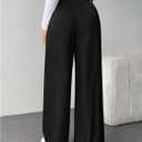 GORGLITTER Women's Wide Leg Dress Pants High Waisted Business Casual Trousers Dressy Work Office Pants Black Medium (Black, M)