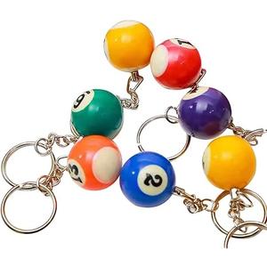 Colorful Billiard Ball 4 Pcs,Mini Key Chain Balls Eightball Billar Chains Accessories