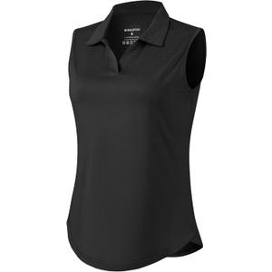 G Gradual Sleeveless Golf Shirts for Women Collared V Neck Tennis Tank Top Cooling Polo UPF 50+ Quick Dry Lightweight (Black, M)