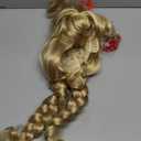 Half and Half Kids Christmas Cindy Wig Blonde Double Braids Wig with Red Bow-kot + Necklace + Earrings + Wig Cap for Girls Child Toddler Costumes Halloween