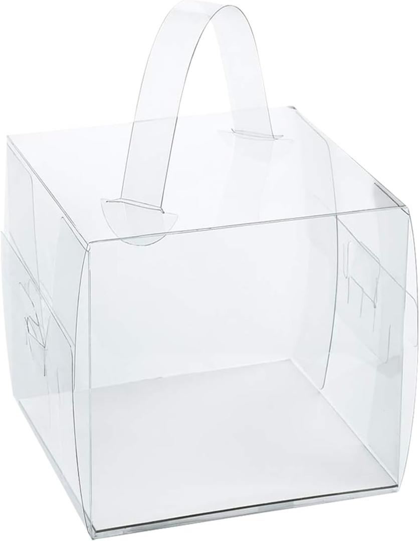 6x6x6in Clear Cake Boxes (20 Pack) - Transparent Bakery Boxes with Handles,5in 6in mini cake boxes for Cupcakes, Donuts & Party Treats - Clear gift boxes for Birthdays, Baby Showers & Gift Packaging