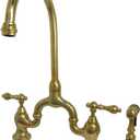 Kingston Brass KS7792ALBS English Country Bridge Kitchen Faucet, Polished Brass, 13.5 x 7.75 x 16.81