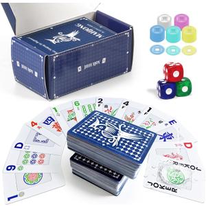 Mahjong Playing Cards Set | American Mahjong Card Game for Beginners & Travel | Includes 166 Cards, Colorful Chips, Dice | Portable Easy-to-Learn Mahjong for Family & Party Games