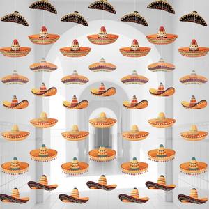 Moukeren 8 Pcs Mexican Fiesta Party Decorations Mexican Sombrero Party Decor Cinco De Mayo Paper Banner Sombreros Hat Garlands Mexico Fiesta Ceiling Hanging Decorations Baby Shower Birthday Supplies