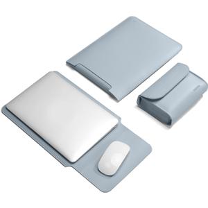 15.6 Inch Laptop Sleeve Case Computer Bag for 15.6" Acer Aspire/Predator, Inspiron, ASUS Dell Notebook, HP Pavilion, IdeaPad 330, ThinkPad E590, Chromebook, PU Bag with Small Case, Blue