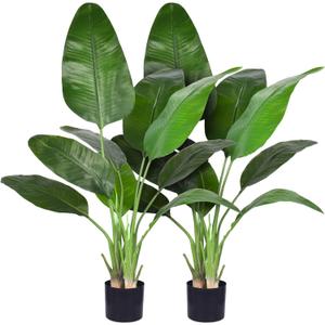 Artificial Bird of Paradise - Fake Plants Indoor Faux Tropical Palm Potted Dypsis Lutescens for Home Office Decor Housewarming (4FT-2Packs)