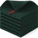 Homaxy 100% Cotton Waffle Weave Kitchen Dish Cloths, Ultra Soft Absorbent Quick Drying Dish Towels, 12 x 12 Inches, 6-Pack, Blackish Green