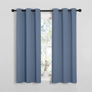 NICETOWN Kitchen Curtains with Grommet Top, Privacy & Room Darkening Thermal Insulated Draperies for Boys Bedroom, Nursery (Stone Blue, 34" Wide by 54" Long, Set of 2)