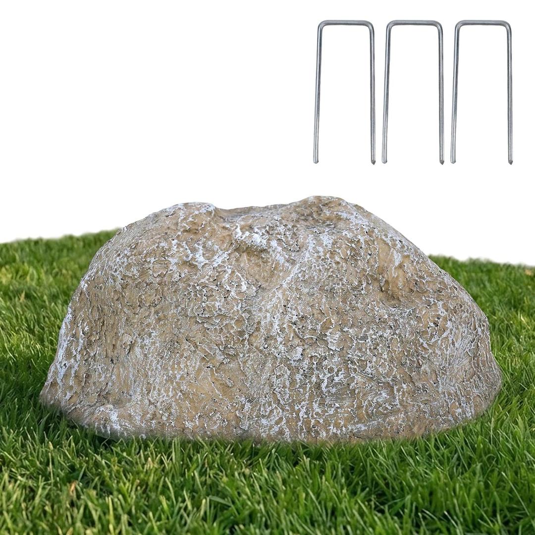 NUPICK Small Fake Rock Cover, Gray Artificial Landscape Rocks for Sprinkler Valves, 13"x10"x5" Lightweight & Durable Outdoor Decorative Stones for Garden, Pipeline, Patio, Poolside & Porch