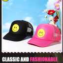 Cozypower 2 Pcs Smile Face Baseball Cap Smile Trucker Hat Mesh Adjustable Baseball Cap Retro Preppy Hats for Women (Rose Red, Black)