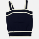 Navy Blue and White Striped Knit Tank Top, Small