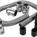 48" Flexible Radiator Hose Stainless Steel Engine Cooling Water Hose Kit Universal Water Hoses Adapter with Chrome Cap Clamp (Silver)