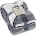 Genteele Sherpa Throw Blanket Super Soft Reversible Ultra Luxurious Plush Blanket, 50 x 60 inches, Gray/White