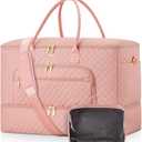 Travel Duffle Bag, Wide Open Large Weekender Bag for Women with Shoe Compartment, Carry on Overnight Bags with Toiletry Bag, Hospital Bag for Women Labor Delivery with Wet Pocket (Pink) (45L)