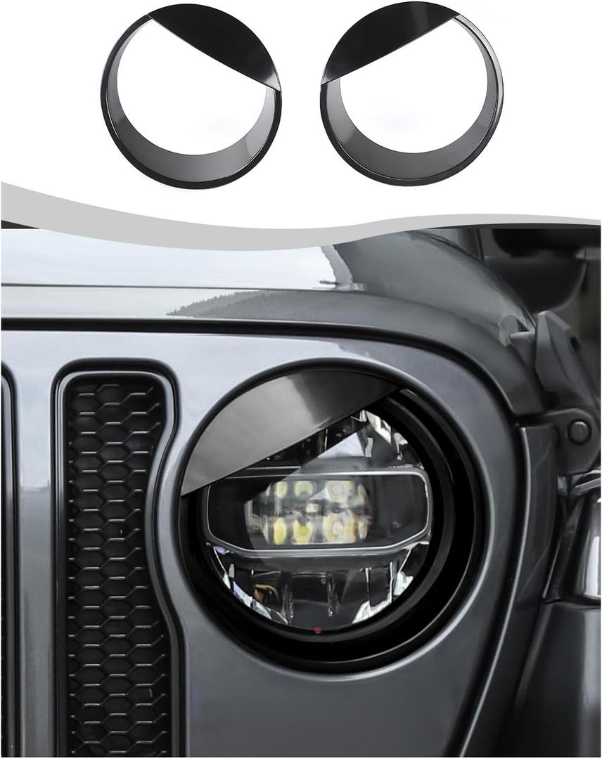 Hoolcar for JL Angry Eyes Headlight Trim Cover for 2018-2024+ Jeep Wrangler JL Gladiator JT, Front Headlight Frame Fit for Jeep Wrangler(Fit for Premium Version)