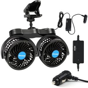 Alagoo 12V Car Fan, Adjustable 4 Inches Dual Head Car Clip Fan for Front/Rear Seat Passenger, 360° Rotatable Cars Fans with Stepless Speed Regulation for Car/Vehicle SUV, RV Alagoo 12V Car Fan, Adjustable 4 Inches Dual Head Car Clip Fan for Front/Rear Seat Passenger, 360° Rotatable Cars Fans with Stepless Speed Regulation for Car/Vehicle SUV, RV