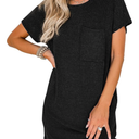 Acelitt Womens Casual Summer Crewneck Short Sleeve Ribbed Mini Tshirt Dress, L 2 pack