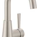 Moen Ronan Spot Resist Brushed Nickel One-Handle Single Hole Modern Bathroom Sink Faucet with Optional Deckplate and Spring Loaded Drain Assembly, 84021SRN