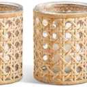 Two's Company Lumingnon Set of 3 Cane Webbing Candleholders/Vases