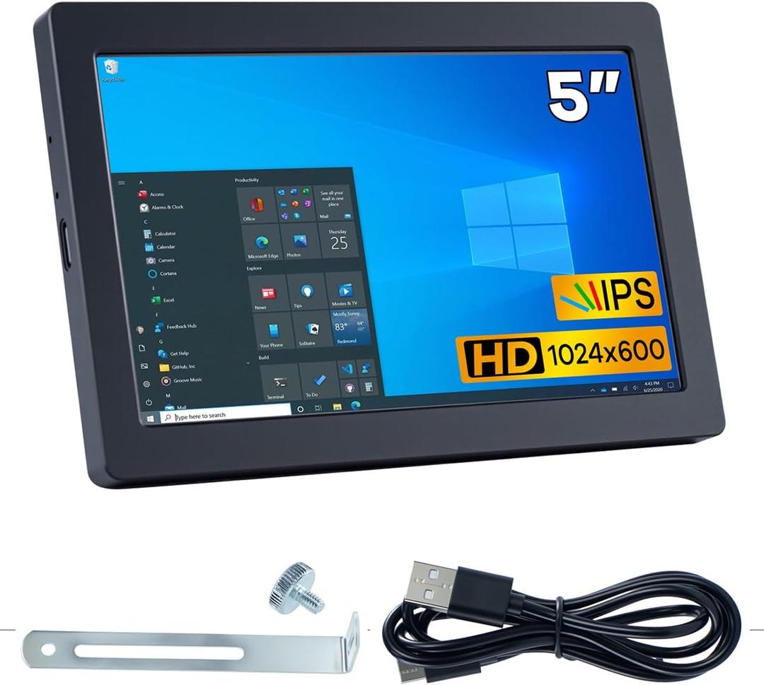 5 Inches USB C Mini Monitor 1024x600 IPS LCD Screen Type C Secondary Screen Display for PC Laptop Windows