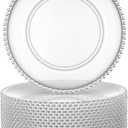 Hoolerry 12 Pcs Clear Charger Plates Bulk 13 Inch Plastic Round Dinner Plate with Beaded Rim Acrylic Round Plates Decorative Charger Service for Home Birthday Wedding Party Events Table Decor