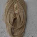 Ponytail Extension, 10" Short Claw Clip in Ponytail Hair Extensions Messy Bun Hair Piece Natural Soft Synthetic Straight Pony Tail Hair Pieces for Women - Natural Blonde