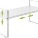Across-Star Expandable Cabinet Shelf Organizer Rack, Stackable Kitchen Counter Storage Shelves Stand, Adjustable Height Pantry Shelf Spice Rack (White, 1 Pack)
