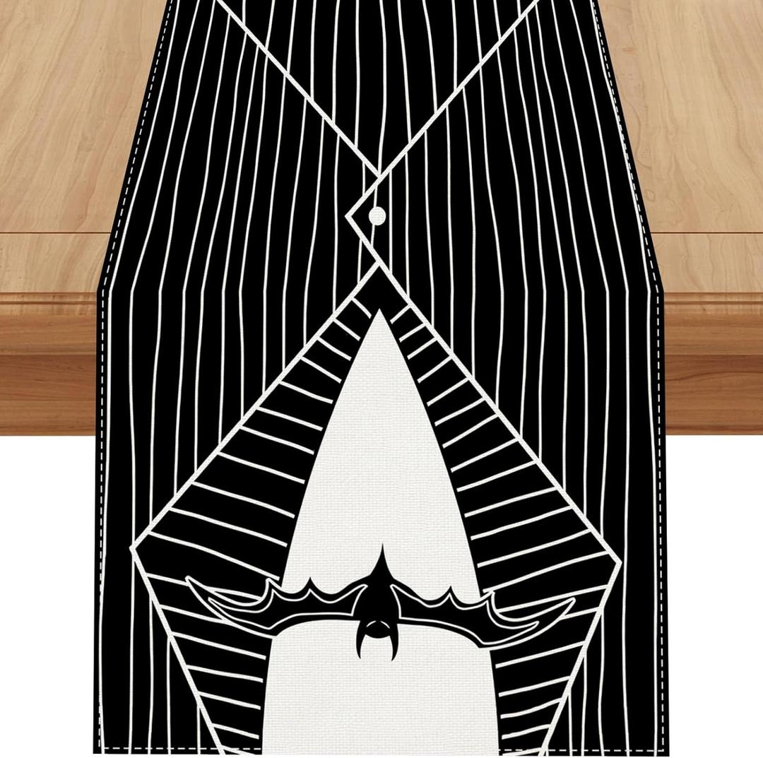 Linen Halloween Table Runner 72 Inches Long, Halloween Home Kitchen Dining Room Table Decor, Christmas Xmas Winter Holiday Decorations and Supplies for Home