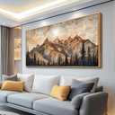 JUDASJART Canvas Wall Art For Bedroom Large Wall Decorations For Living Room Modern Office Wall Decor Abstract Watercolour Painting Mountain Landscape Pictures Artworks Home Decor Wood Framed (60"L x 30"W)