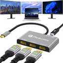 Reborn USB-C to 3 HDMI Adapter with 100W PD, 4K@60Hz USB Type-C to HDMI 1 in 3 Out Splitter for 3-Port USB-C Multi-Monitor Adapter, Compatible with PC/macOS/Linux and More