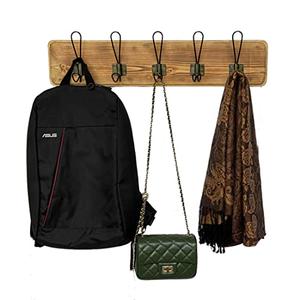 WRIGHTMART Coat Rack Wall Mount – 24” Reclaimed Burnt Pine Wood with 5 Hooks, Rustic Wooden Wall Mounted Organizer with Wall Hooks for Hanging, Farmhouse Entryway, Hallway, Bathroom, or Bedroom
