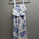 Floral Summer Dress Ruffle Shirred High Waist Ruched Sweetheart A Line Spring Dress, S