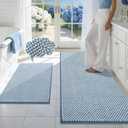 BSICPRO Bathroom Rugs Set 2 Piece-Chenille Bath Mats Non Slip-Thick Soft Absorbent Beach Bath Rug-Shower Floor Mat Machine Washable-Bathroom Decor Accessories (Light Blue, 20" x 47" Plus 20" x 32")