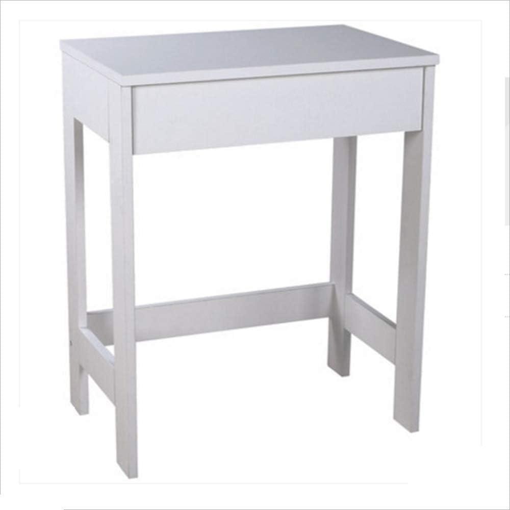 Laptop Table Solid Wood Home Study Table Simple Reading Table with Drawer Bedside Table (White)