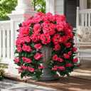 Faux Geraniums Artificial Flowers for Outdoors Summer Porch Outside Decor, 2PCS Hotpink Silk Geraniums Vines Fake Hanging Plants UV Resistant Look Real for Outdoor Planters Patio Garden Balcony Home