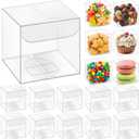 Eaasty 200 Pcs 2 x 2 x 2 Inch Clear Favor Boxes Small Transparent Candy Gift Box Plastic Treat Boxes Party Favor Cube for Packaging Containers Macaron Birthday Wedding Baby Shower