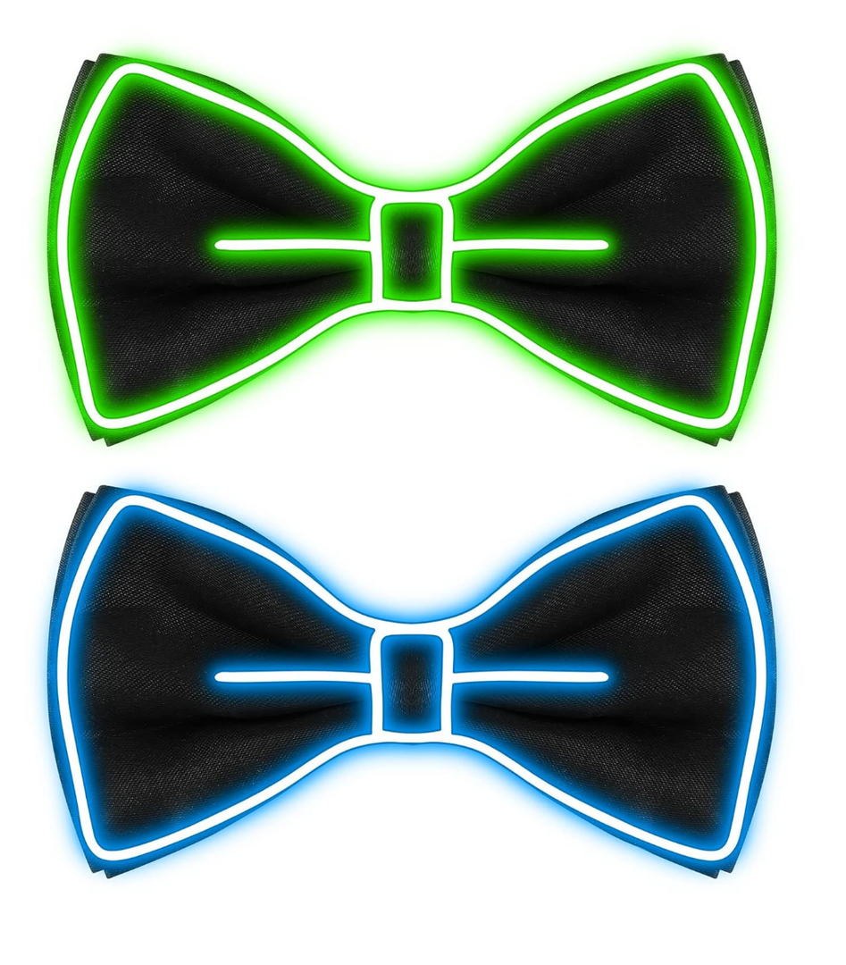 Hercicy Light up Bow Tie for Men LED Neon Bowtie Funny Ties Women Glow in the Dark Party Costume