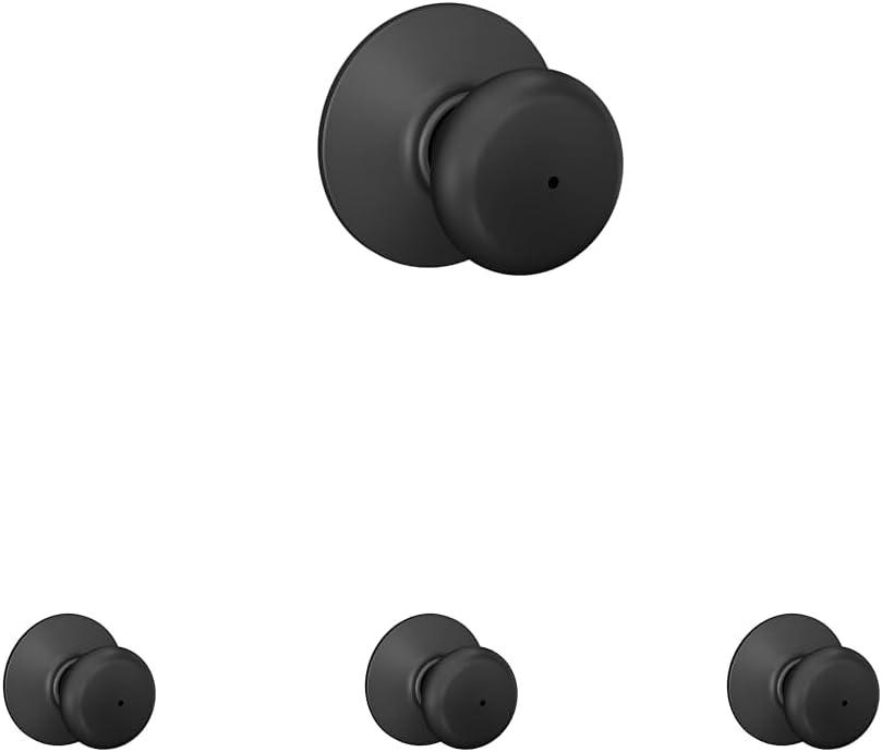 SCHLAGE F40 PLY 622 Plymouth Door Knob, Bed & Bath Privacy Lock, Matte Black (Pack of 4)