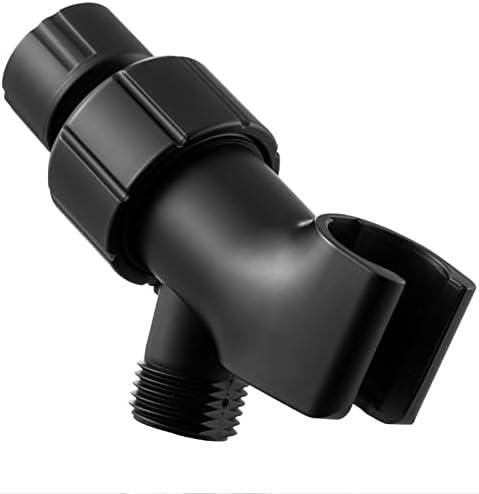 OFFO Shower Head Holder for Handheld Shower Head, Adjustable Shower Arm Mount for Connecting Shower Arm and Shower Hose, 1/2 Inch IPS Female Inlet and Male Outlet, Matte Black Finish