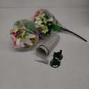GRPFS Artificial Cemetery Flowers Set of 2 Graveyard Memorial Lily Flowers with Vase for Cemetery Headstones Decoration Bouquet, White