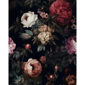 Dark Floral Peel and Stick Wallpaper Vintage Gothic Contact Paper Pink Goth Flower Wall Mural Home Vinyl Waterproof Self Adhesive Removable Renter Friendly Wall Paper 17.5" x 118", Colorful