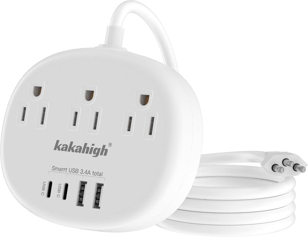 Brazil Power Adapter, Outlet Adapter for Brazil with 3 American Outlets 4 USB Ports (2 USB-C) Total 24W, Type N Plug Adapter and Outlet Converter for USA to Brazil, 5FT