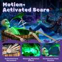 JOYIN 5ft Halloween Animatronic Drinking Skeleton Decorations, Outdoor Haunted Props with Endless Liquid Pouring Effect, Green LED Lights & Spooky Sounds, Life-Size Skeleton for Garden Yard Lawn