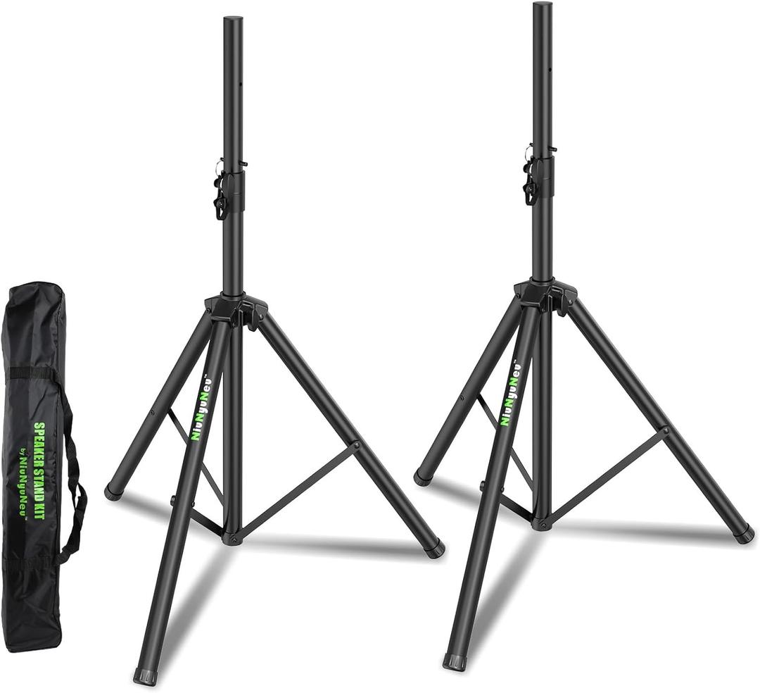 Set of 2 Universal Tripod Speaker Stands Metal Heavy Duty DJ PA Tripod Speaker Stand Height Adjustable from 45'' to 72'' with a Carry Bag