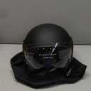 3/4 Motorcycle Helmets Retro Open Face Vespa Scooters Helmet with Clear Visor for Men and Women- DOT Approved (Small, Matte Black)