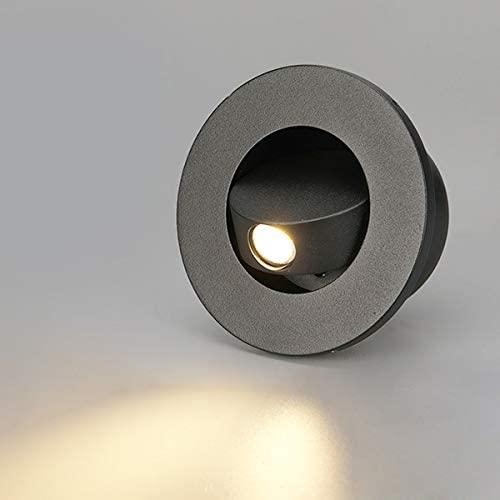 LUMINTURS Modern Wall Sconce Light Fixture,Recessed Wall Lamp,Bedside Reading Lamp,Path/Step Light,Gimbal Hidden On/Off Switch,Circle Aluminum,LED 3W Warm White 3000k,Adjustable&Rotatable Black