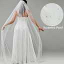 1 Tier Pearl Wedding Bridal Veil With Metal Comb F55 (Fingertip Length (38 inches), Ivory)