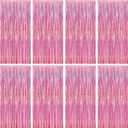 8 Pack Pink Backdrop, 3.28 FT x 7.05 FT Fringe Curtains, Metallic Glitter Pink Fringe Party Streamer Foil Curtains Tinsel Backdrop, Pink Decorations Bachelorette Valentines Day Party Supplies