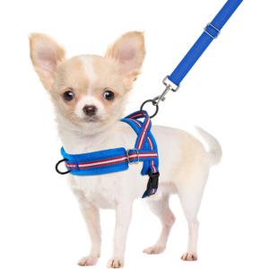 SlowTon No Pull Small Dog Harness and Leash Set, Puppy Soft Vest Harness Neck & Chest Adjustable, Reflective Lightweight Harness & Anti-Twist Pet Lead Combo for Small Medium Dogs (B-Dark Blue - With Front Clip, S)