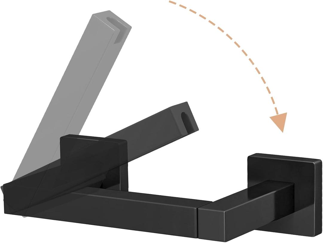 Toilet Paper Holder Matte Black Wall Mounted Post Pivoting Square Tissue Holders Roll Holder Hangers for Bathroom Commercial Toilet Paper Dispenser
